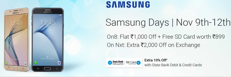 Samsung days on Flipkart offer-exrta 10% Off SBI cards