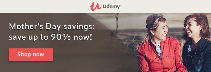 mothers day sale udemy 2019 - 90% off offer