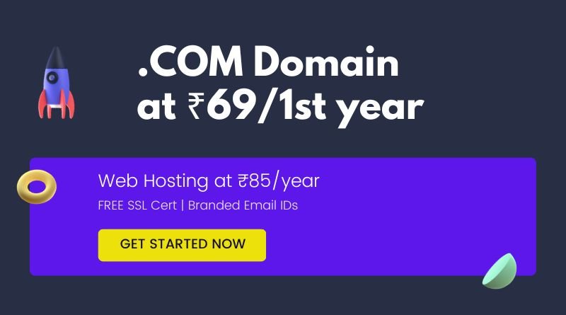 .COM domain at ₹69/1st year