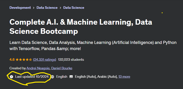 What is the best course in Udemy for learning Artificial Intelligence?